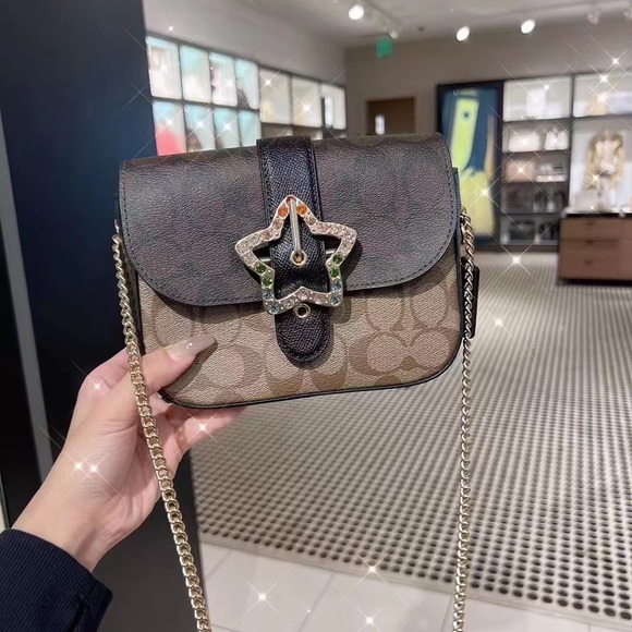 NEW COACH Gemma Crossbody In Blocked Signature Canvas With Star Buckle - Picture 2 of 6